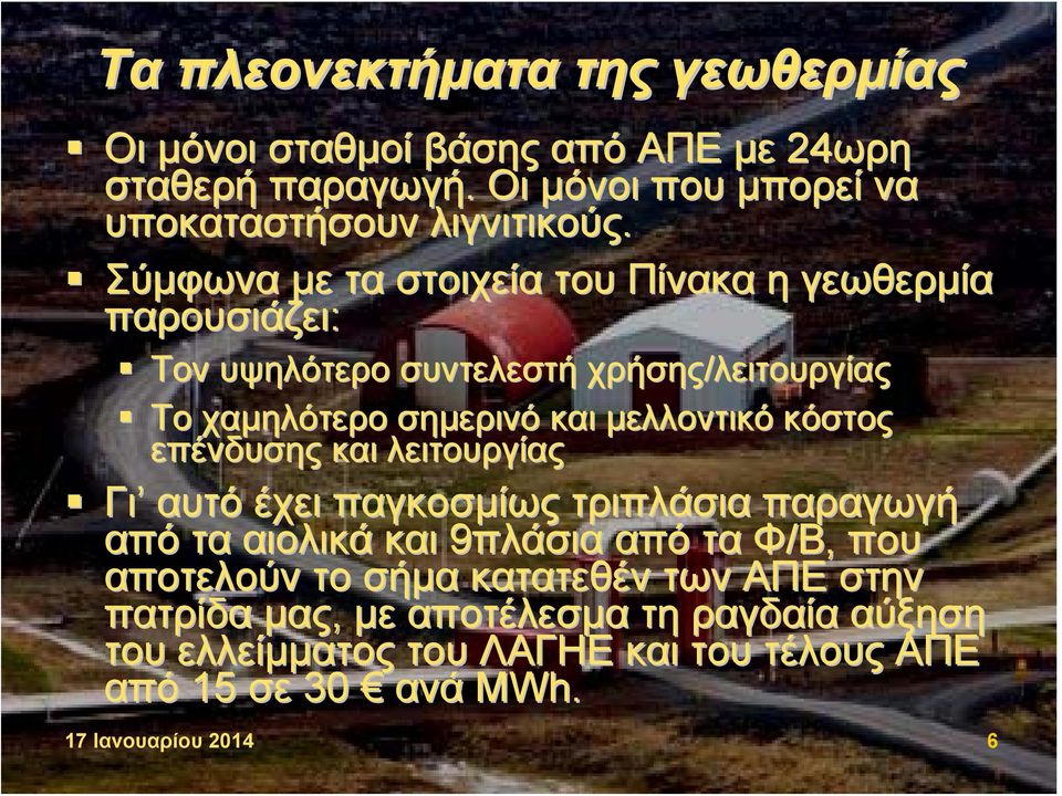 κόστος επένδυσης και λειτουργίας Γι αυτό έχει παγκοσμίως τριπλάσια παραγωγή από τα αιολικά και 9πλάσια από τα Φ/Β, που αποτελούν το σήμα