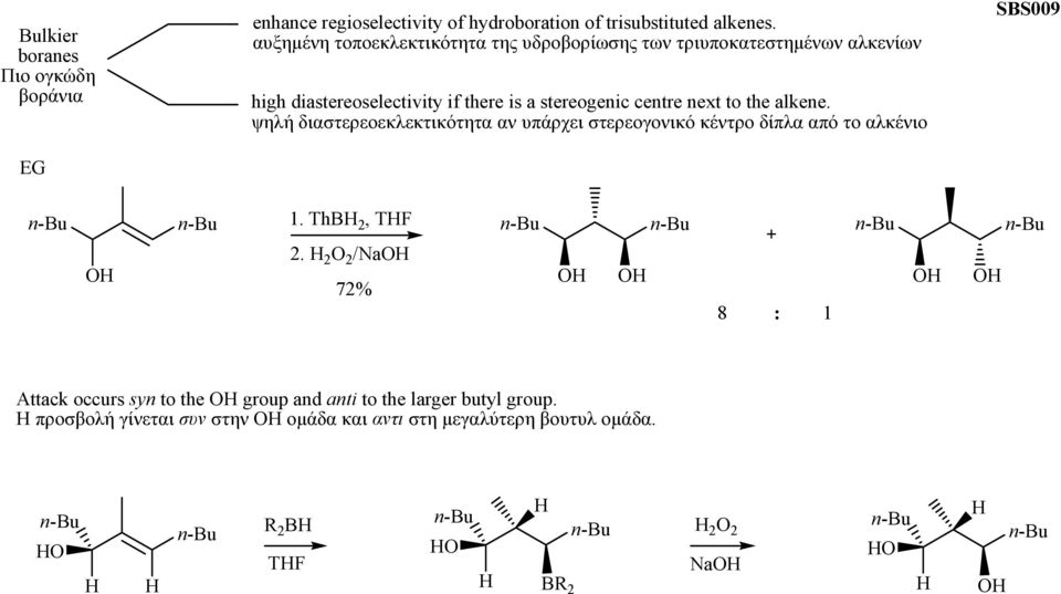 the alkene. ψηλή διαστερεοεκλεκτικότητα αν υπάρχει στερεογονικό κέντρο δίπλα από το αλκένιο SS009 n-u n-u 1. Th 2, TF n-u n-u n-u n-u 2.