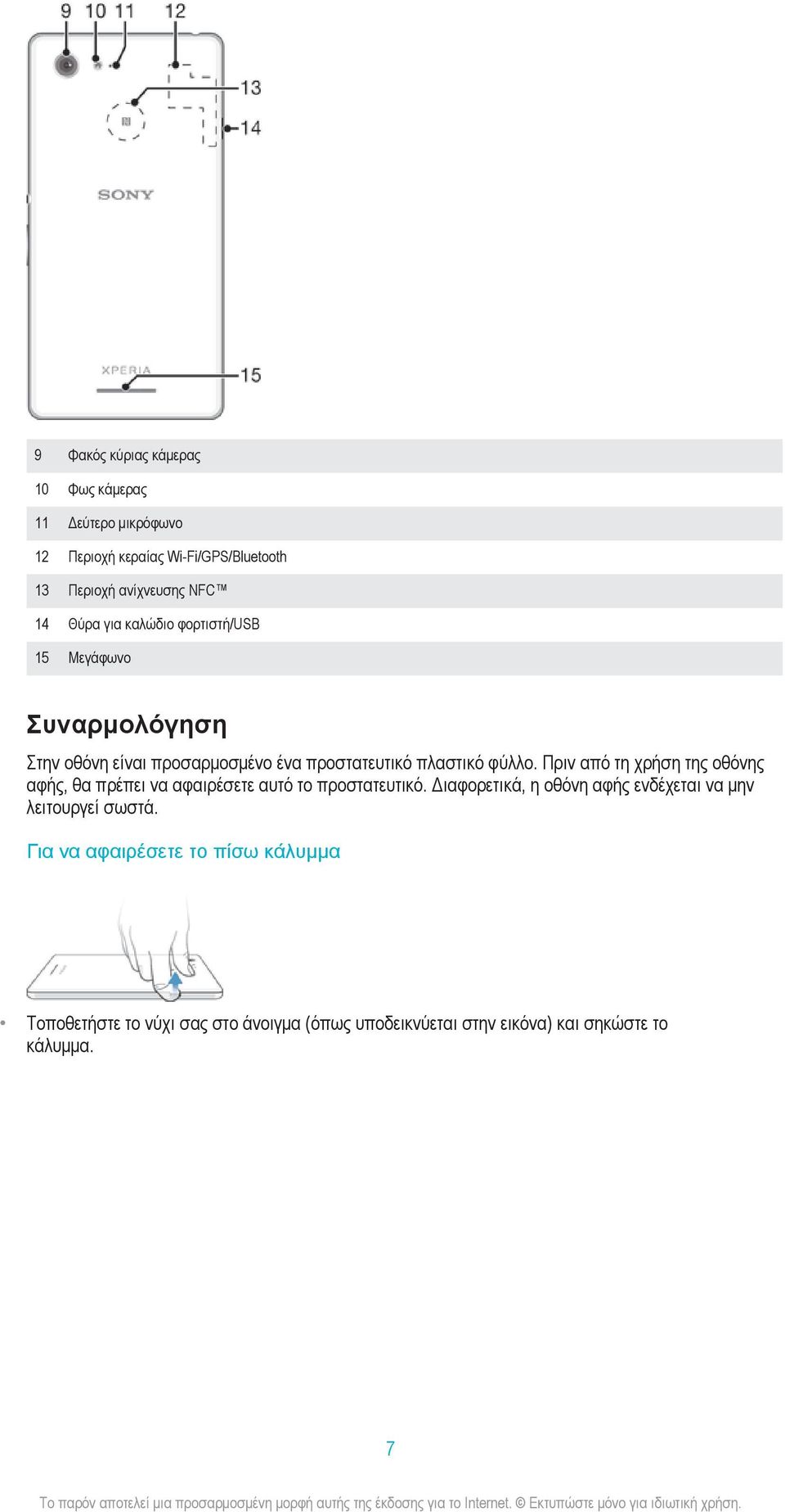 Πριν από τη χρήση της οθόνης αφής, θα πρέπει να αφαιρέσετε αυτό το προστατευτικό.