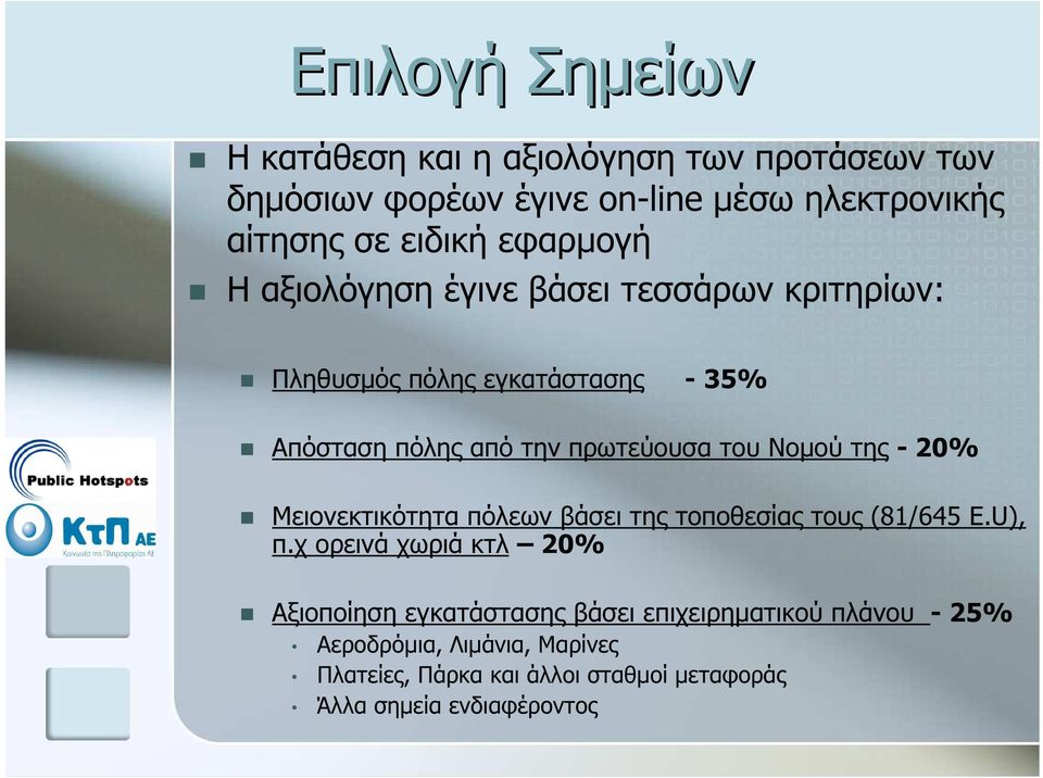 τ ο υ Ν ο µο ύ τ ης - 2 0 % Μ ε ι ο ν ε κ τ ι κ ότ ητ α πόλε ω ν β ά σε ι τ ης τ ο πο θε σί α ς τ ο υς ( 8 1 / 6 4 5 E.U ), π.