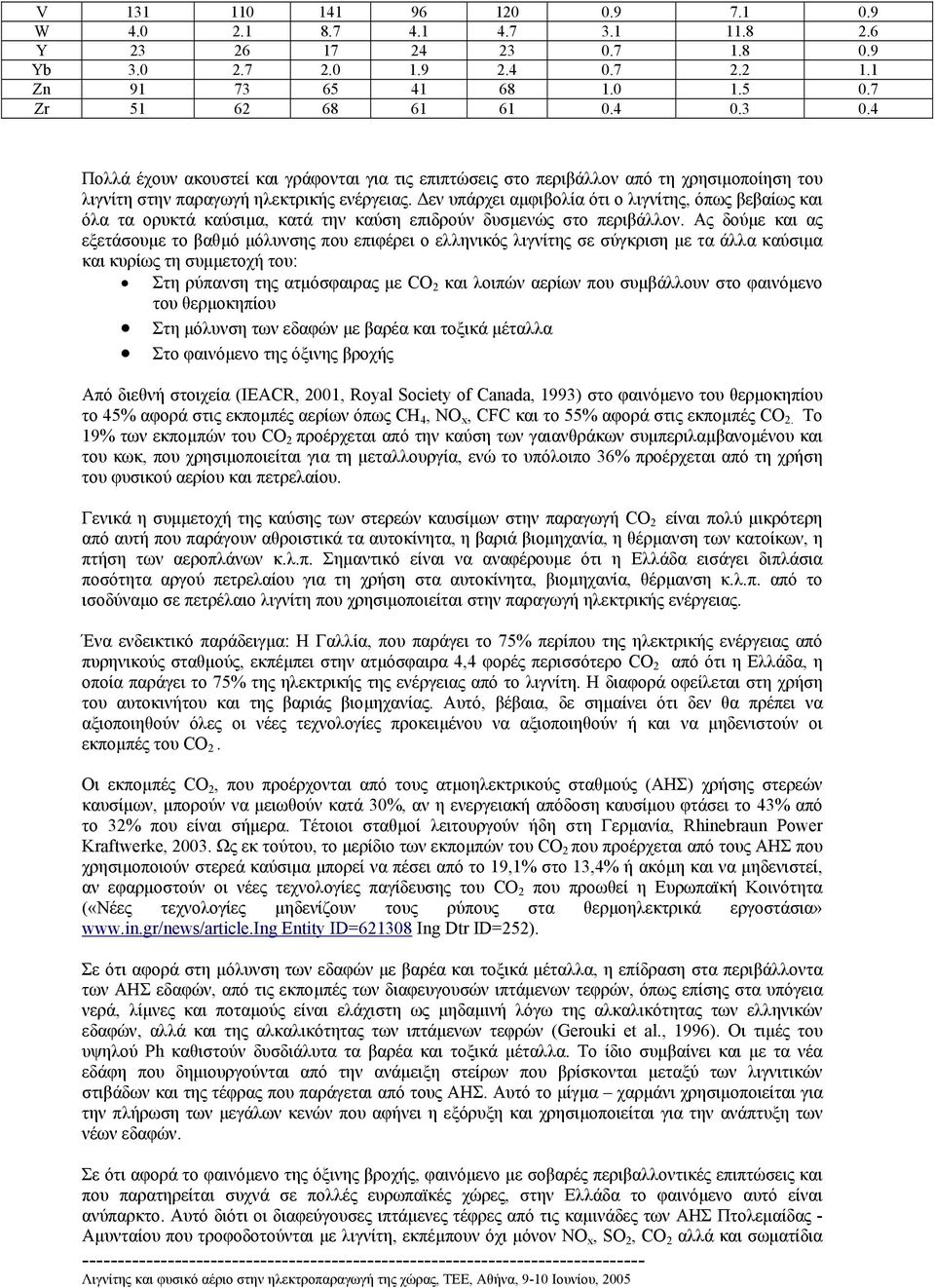 4 Πολλά έχουν ακουστεί και γράφονται για τις επιπτώσεις στο περιβάλλον από τη χρησιµοποίηση του λιγνίτη στην παραγωγή ηλεκτρικής ενέργειας.