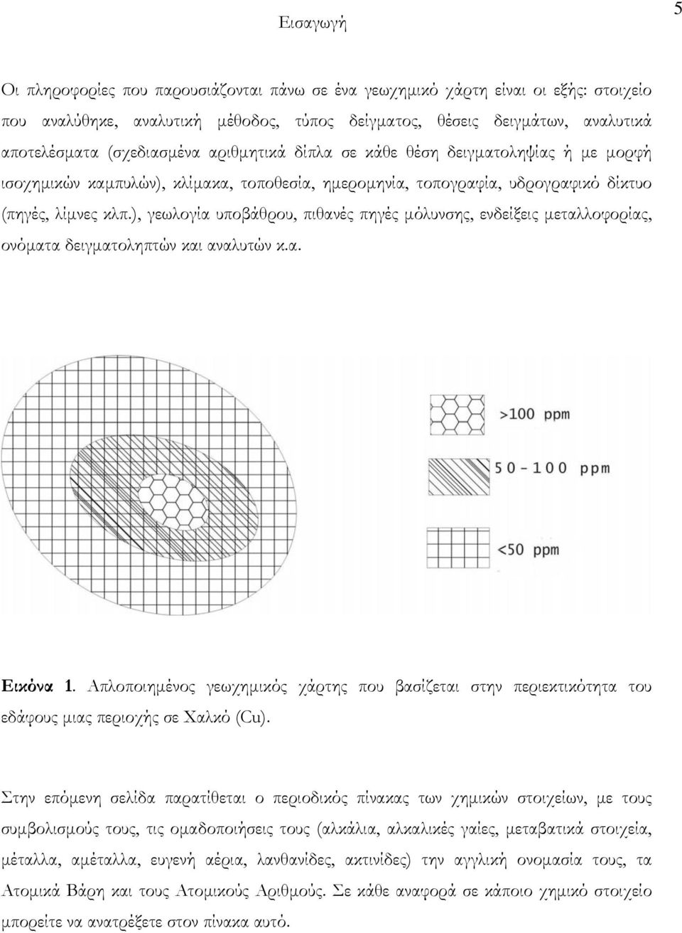 ), γεωλογία υποβάθρου, πιθανές πηγές μόλυνσης, ενδείξεις μεταλλοφορίας, ονόματα δειγματοληπτών και αναλυτών κ.α. Εικόνα 1.