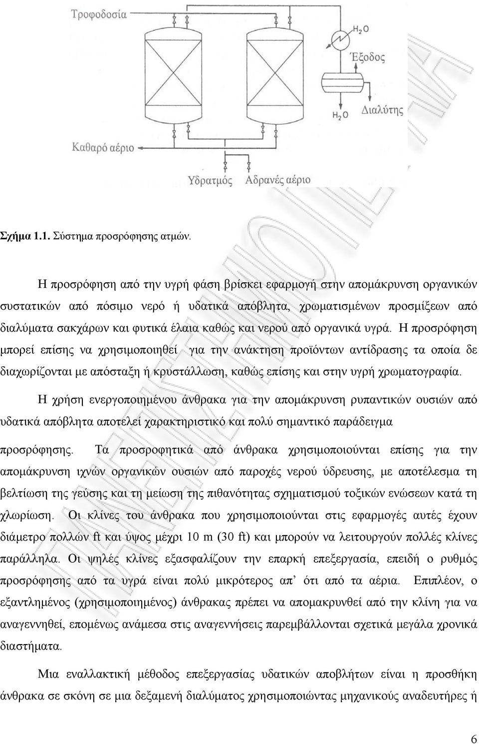 νερού από οργανικά υγρά.