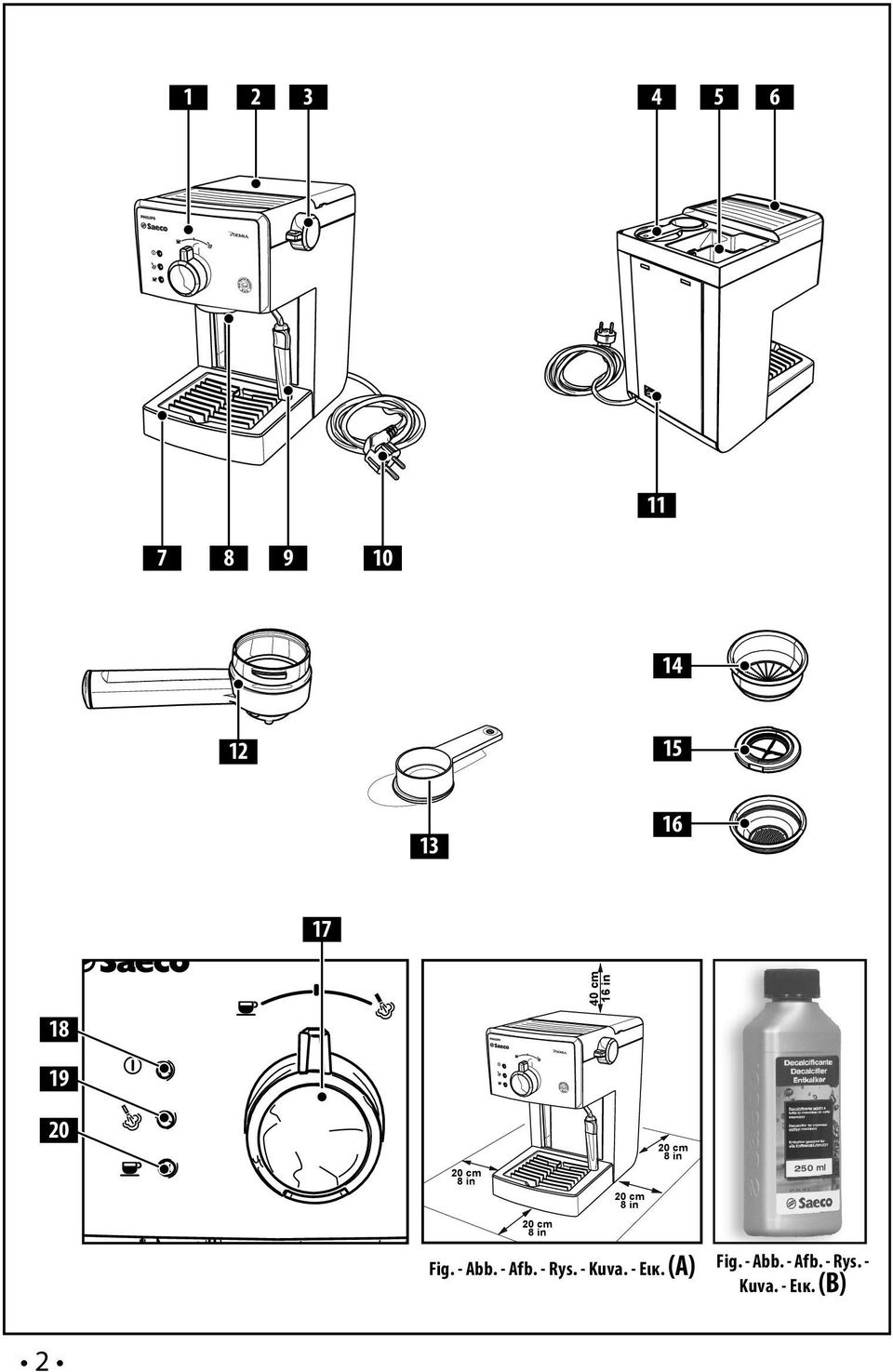 20 cm 8 in Fig. - Abb. - Afb. - Rys. - Kuva.