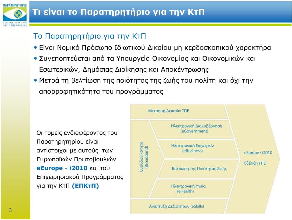 βελτίωση της ποιότητας της ζωής του πολίτη και όχι την απορροφητικότητα του προγράµµατος Οι τοµείς ενδιαφέροντος του