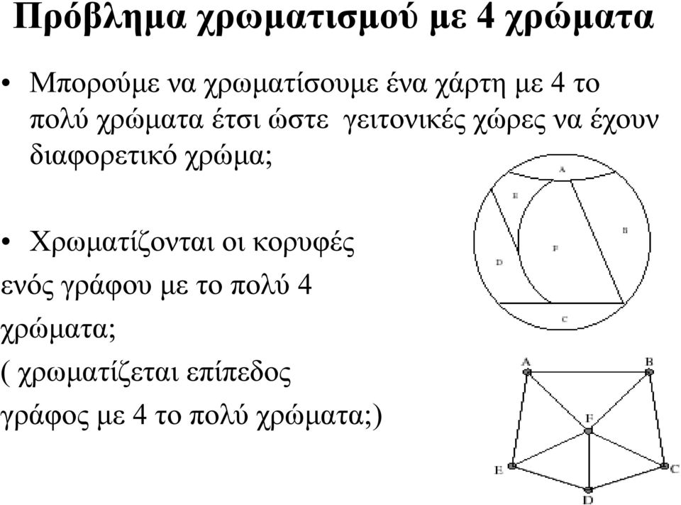 διαφορετικό χρώµα; Χρωµατίζονται οι κορυφές ενός γράφου µε το