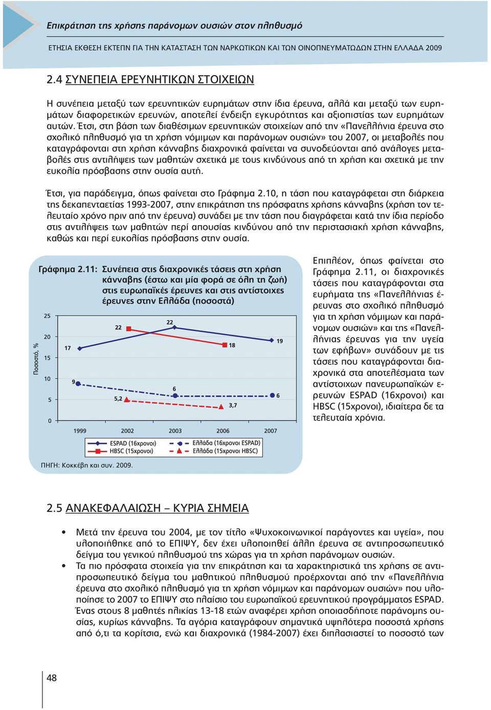 Έτσι, στη βάση των διαθέσιµων ερευνητικών στοιχείων από την «Πανελλήνια έρευνα στο σχολικό πληθυσµό για τη χρήση νόµιµων και παράνοµων ουσιών» του 2007, οι µεταβολές που καταγράφονται στη χρήση