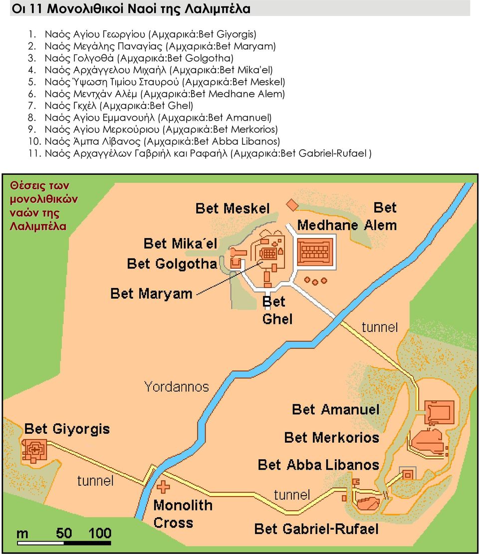 Ναός Μεντχάν Αλέμ (Αμχαρικά:Bet Medhane Alem) 7. Ναός Γκχέλ (Αμχαρικά:Bet Ghel) 8. Ναός Αγίου Εμμανουήλ (Αμχαρικά:Bet Amanuel) 9.