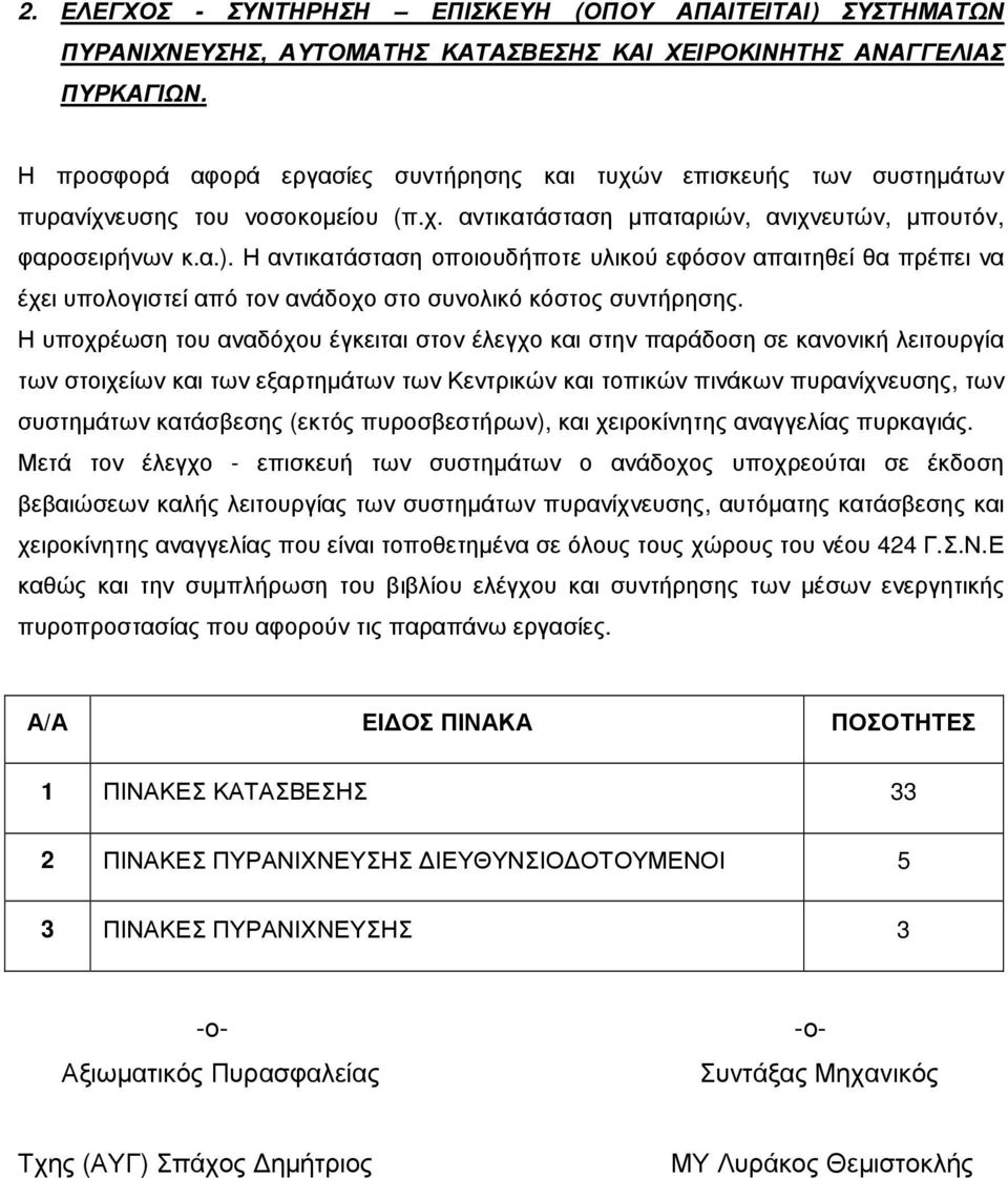 Η αντικατάσταση οποιουδήποτε υλικού εφόσον απαιτηθεί θα πρέπει να έχει υπολογιστεί από τον ανάδοχο στο συνολικό κόστος συντήρησης.