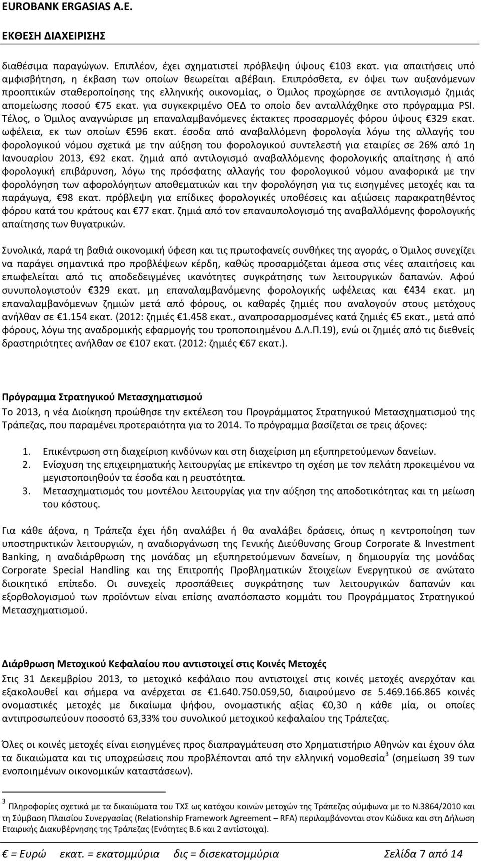 PSI Τέλος, ο Όμιλος αναγνώρισε μη επαναλαμβανόμενες έκτακτες προσαρμογές φόρου ύψους 329 εκατ ωφέλεια, εκ των οποίων 596 εκατ έσοδα από αναβαλλόμενη φορολογία λόγω της αλλαγής του φορολογικού νόμου