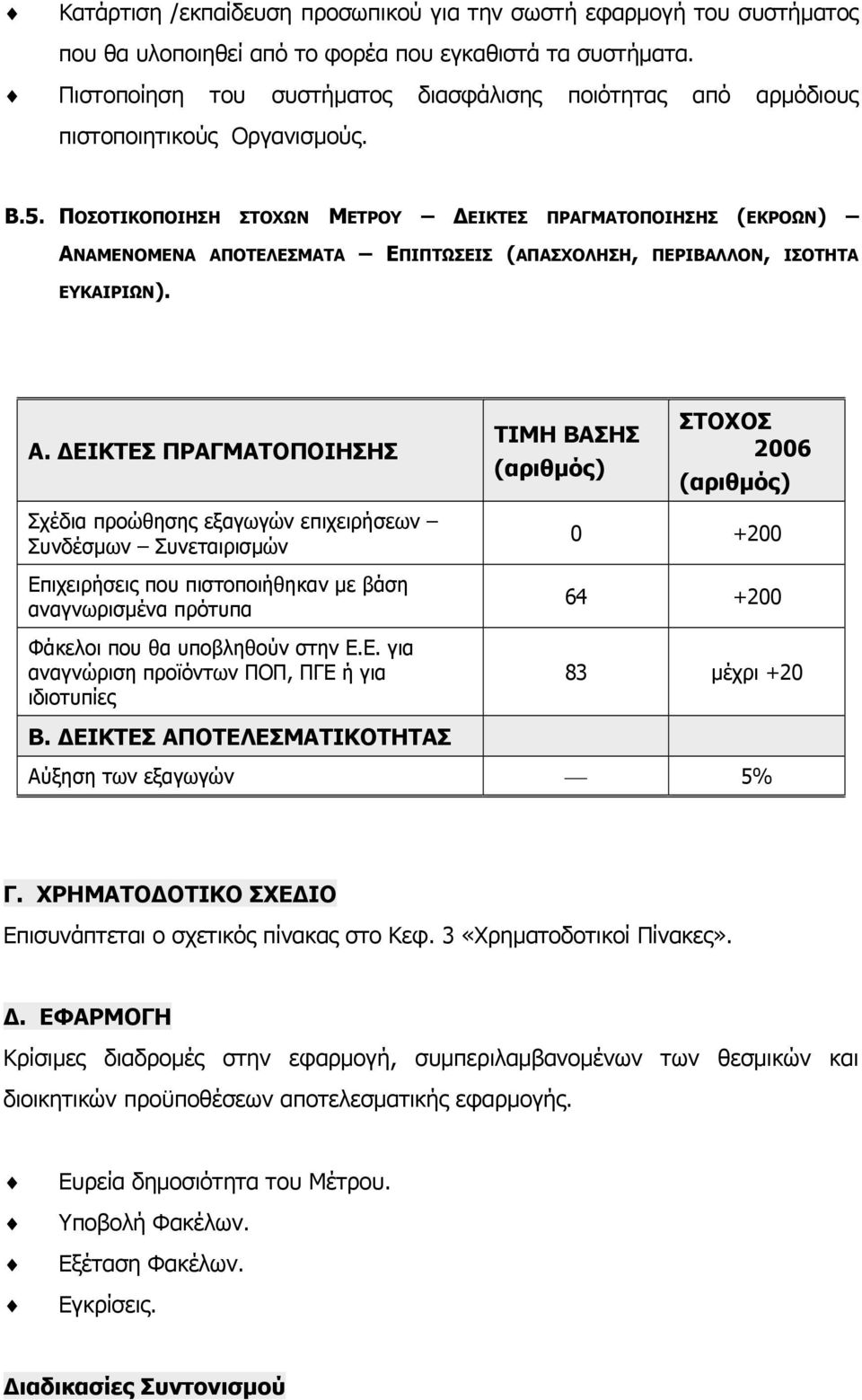 ΠΟΣΟΤΙΚΟΠΟΙΗΣΗ ΣΤΟΧΩΝ ΜΕΤΡΟΥ ΕΙΚΤΕΣ ΠΡΑΓΜΑΤΟΠΟΙΗΣΗΣ (ΕΚΡΟΩΝ) ΑΝ