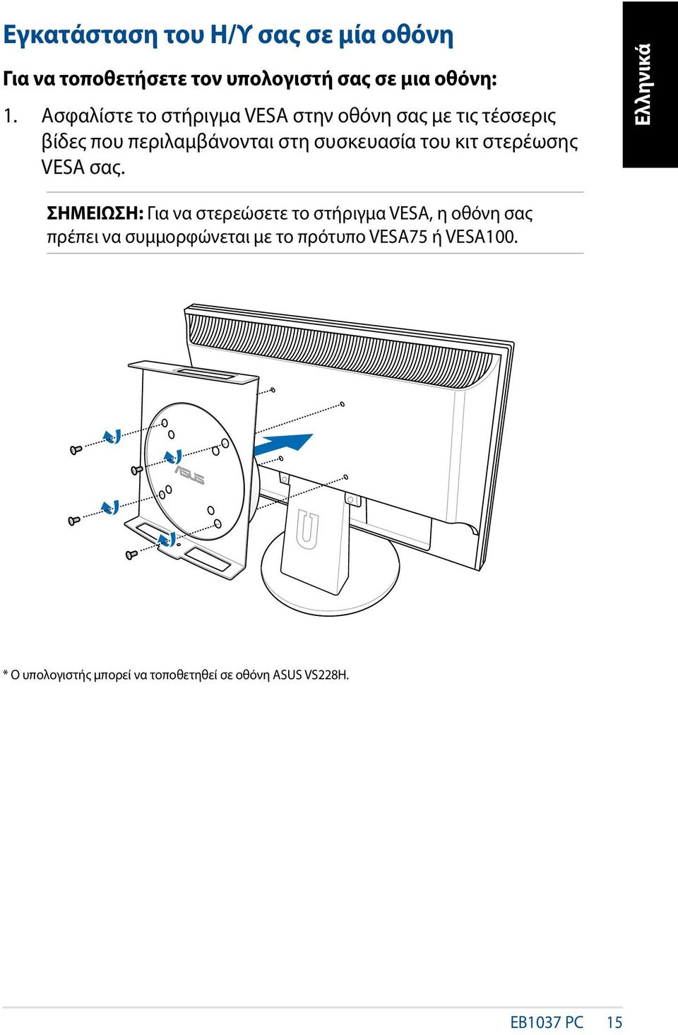 του κιτ στερέωσης VESA σας.