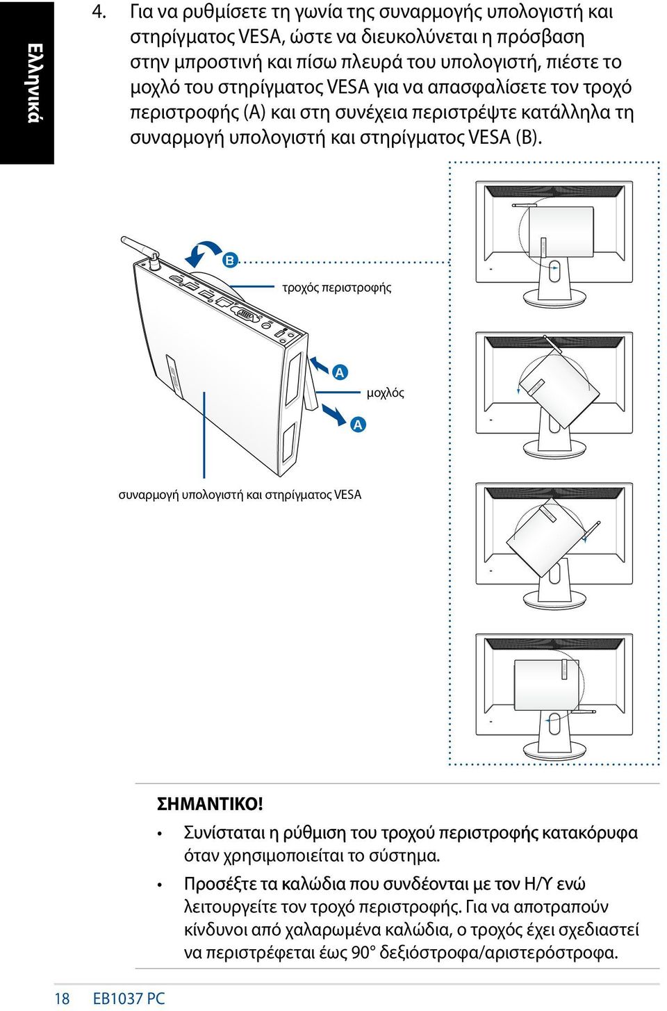 (B). B A A συναρμογή υπολογ γ VESA 18 EB1037 PC ΣΗΜΑΝΤΙΚΟ!