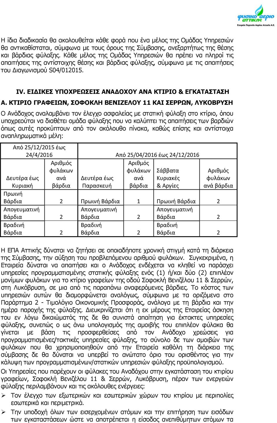 ΕΙ ΙΚΕΣ ΥΠΟΧΡΕΩΣΕΙΣ ΑΝΑ ΟΧΟΥ ΑΝΑ ΚΤΙΡΙΟ & ΕΓΚΑΤΑΣΤΑΣΗ Α.