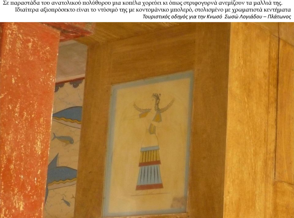Ιδιαίτερα αξιοπρόσεκτο είναι το ντύσιμό της με κοντομάνικο