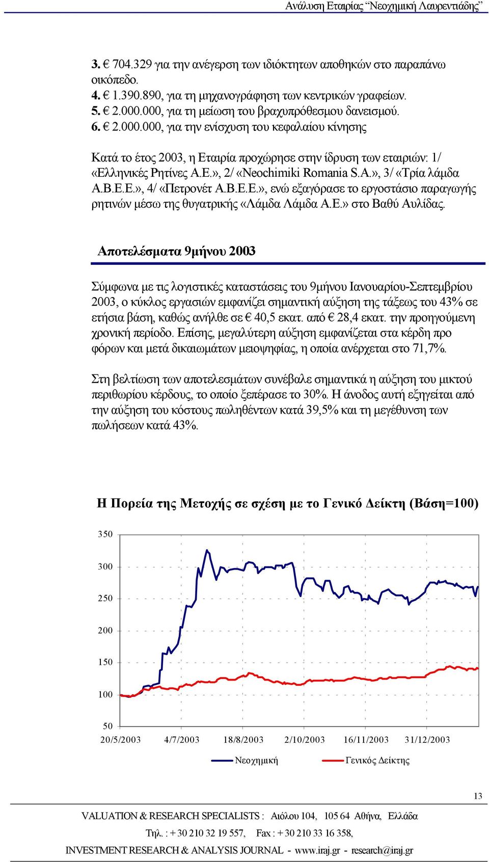 A.», 3/ «Τρία λάμδα Α.Β.Ε.Ε.», 4/ «Πετρονέτ Α.Β.Ε.Ε.», ενώ εξαγόρασε το εργοστάσιο παραγωγής ρητινών μέσω της θυγατρικής «Λάμδα Λάμδα Α.Ε.» στο Βαθύ Αυλίδας.