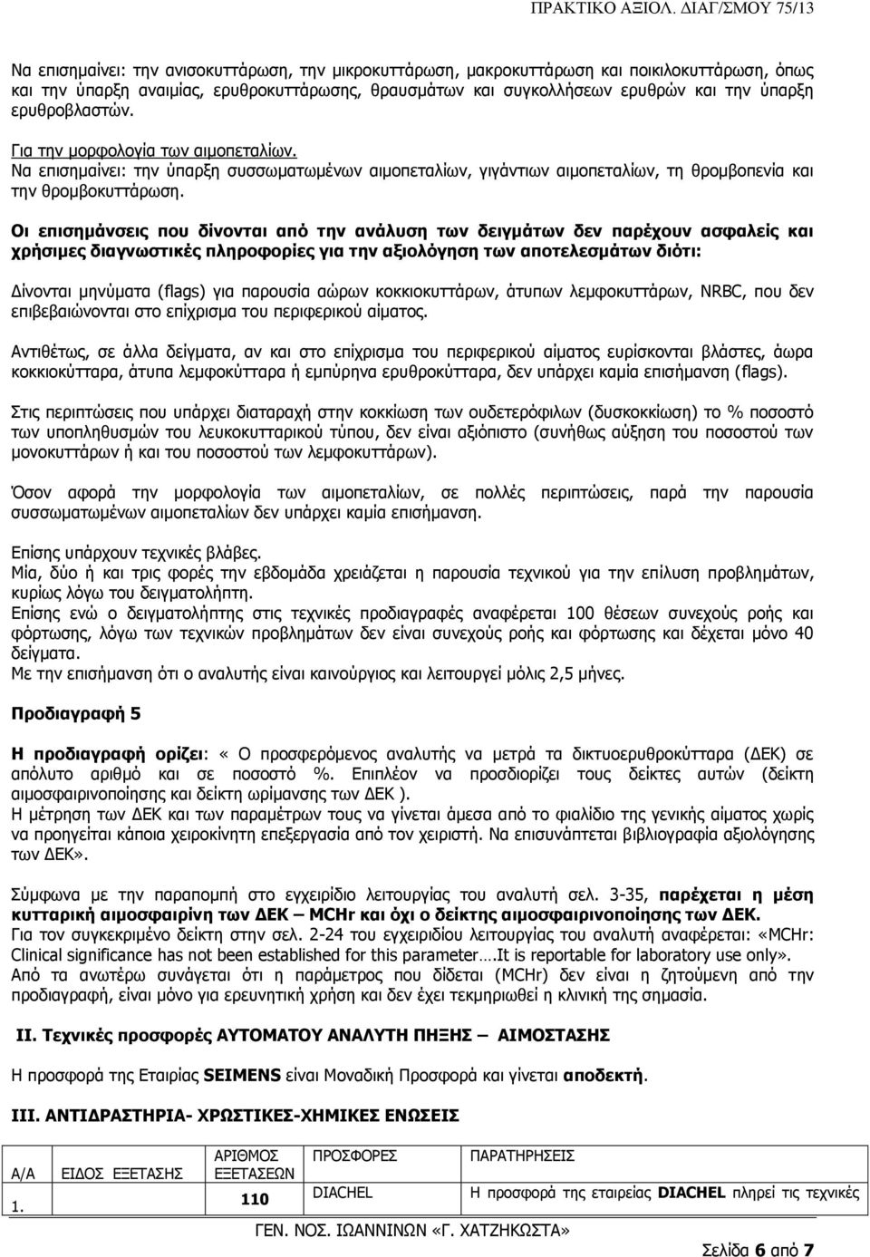 Οι επισημάνσεις που δίνονται από την ανάλυση των δειγμάτων δεν παρέχουν ασφαλείς και χρήσιμες διαγνωστικές πληροφορίες για την αξιολόγηση των αποτελεσμάτων διότι: Δίνονται μηνύματα (flags) για