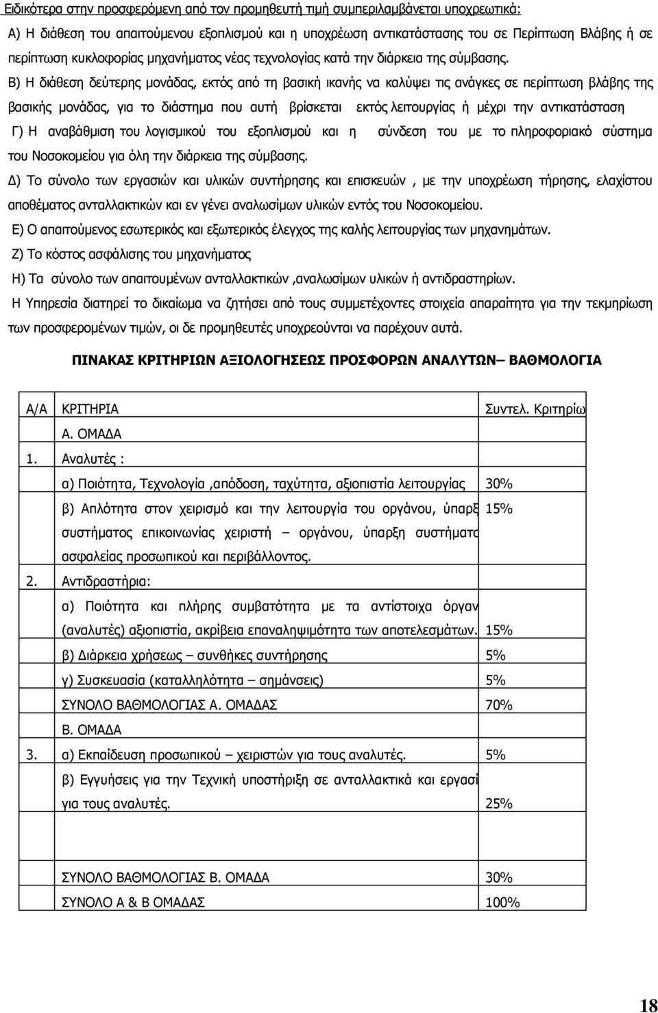 Β) Η διάθεση δεύτερης μονάδας, εκτός από τη βασική ικανής να καλύψει τις ανάγκες σε περίπτωση βλάβης της βασικής μονάδας, για το διάστημα που αυτή βρίσκεται εκτός λειτουργίας ή μέχρι την