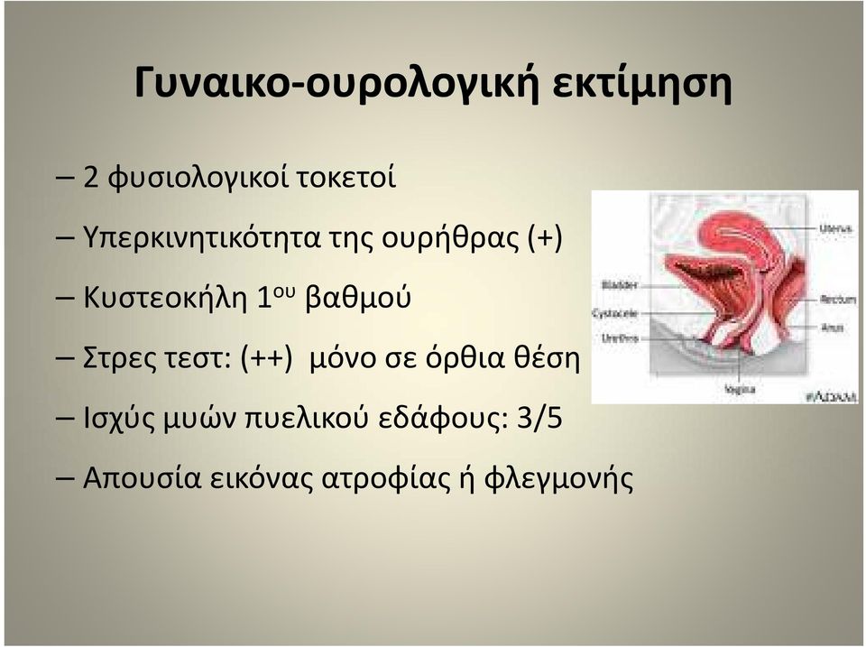 ου βαθμού Στρες τεστ: (++) μόνο σε όρθια θέση Ισχύς