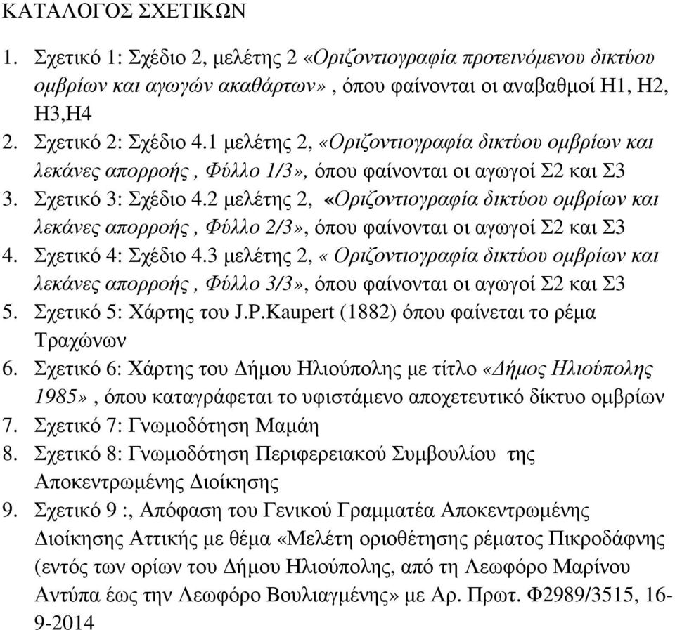 2 μελέτης 2, «Οριζοντιογραφία δικτύου ομβρίων και λεκάνες απορροής, Φύλλο 2/3», όπου φαίνονται οι αγωγοί Σ2 και Σ3 4. Σχετικό 4: Σχέδιο 4.