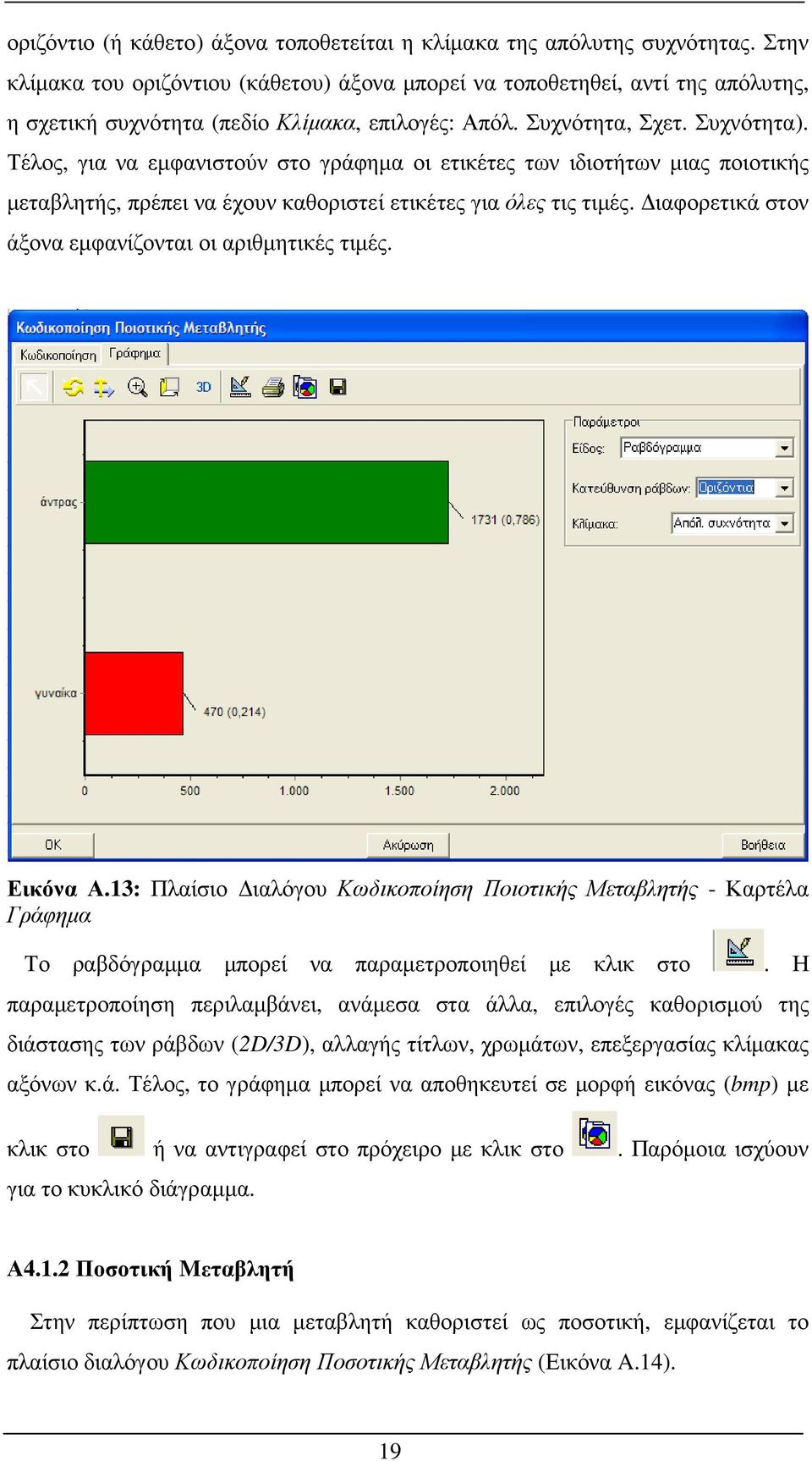 Τέλος, για να εµφανιστούν στο γράφηµα οι ετικέτες των ιδιοτήτων µιας ποιοτικής µεταβλητής, πρέπει να έχουν καθοριστεί ετικέτες για όλες τις τιµές.