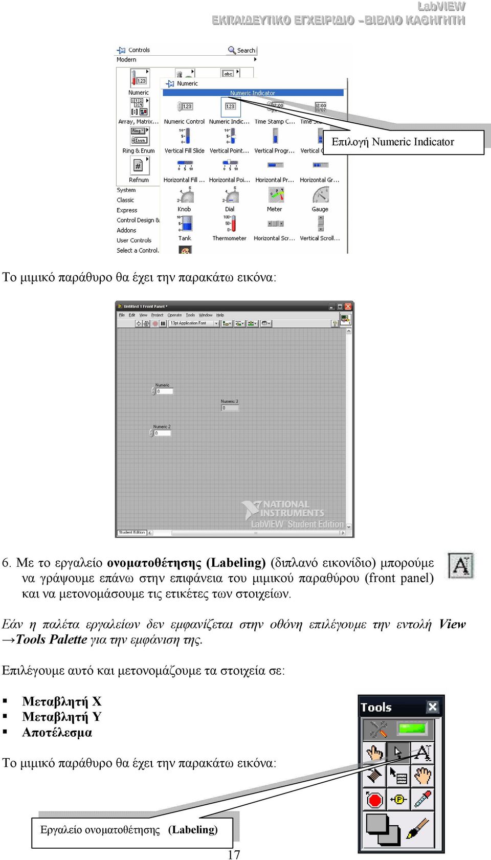 panel) και να µετονοµάσουµε τις ετικέτες των στοιχείων.