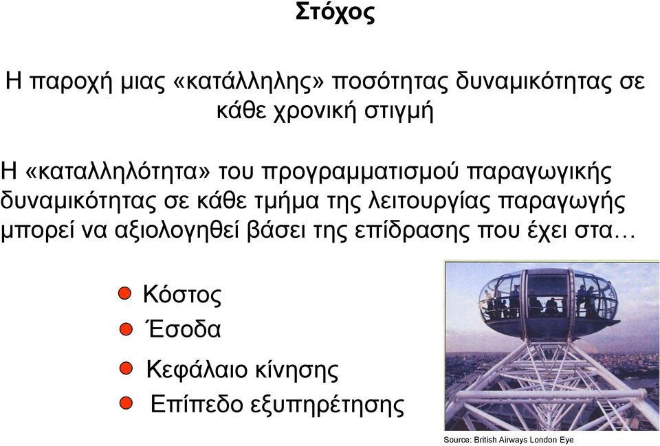 λειτουργίας παραγωγής μπορεί να αξιολογηθεί βάσει της επίδρασης που έχει στα
