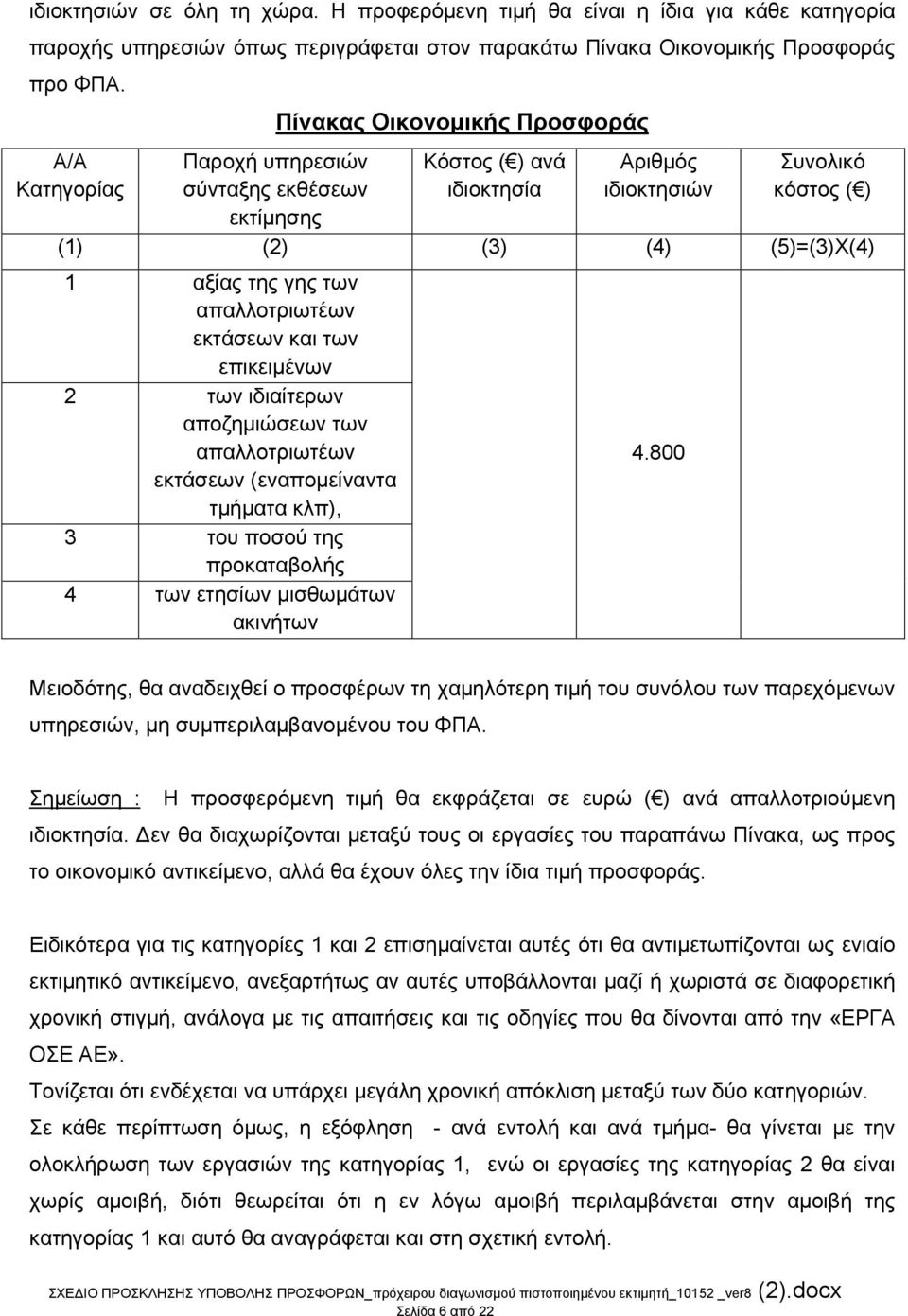 των απαλλοτριωτέων εκτάσεων και των επικειμένων 2 των ιδιαίτερων αποζημιώσεων των απαλλοτριωτέων εκτάσεων (εναπομείναντα τμήματα κλπ), 3 του ποσού της προκαταβολής 4 των ετησίων μισθωμάτων ακινήτων 4.