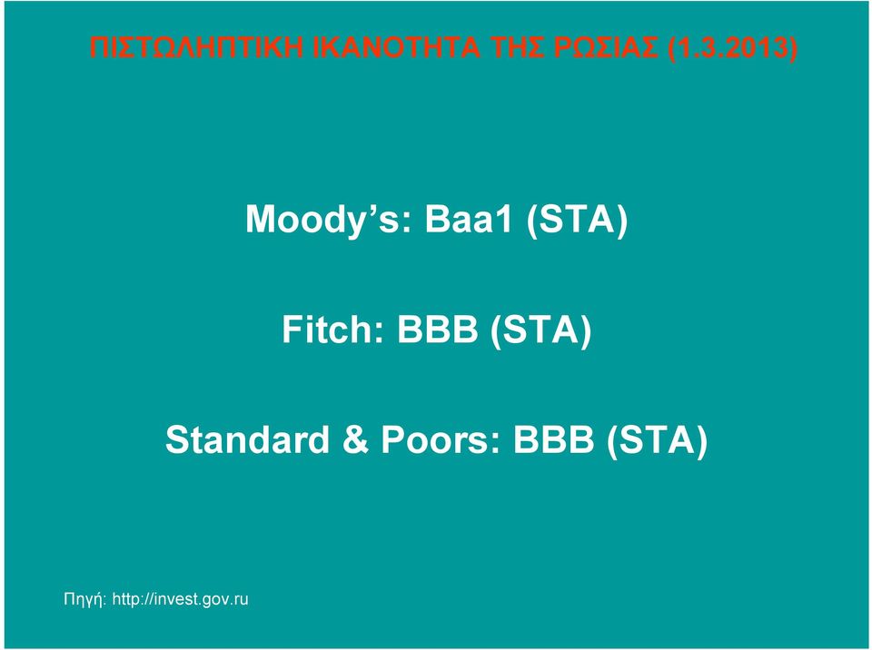 Fitch: BBB (STA) Standard &