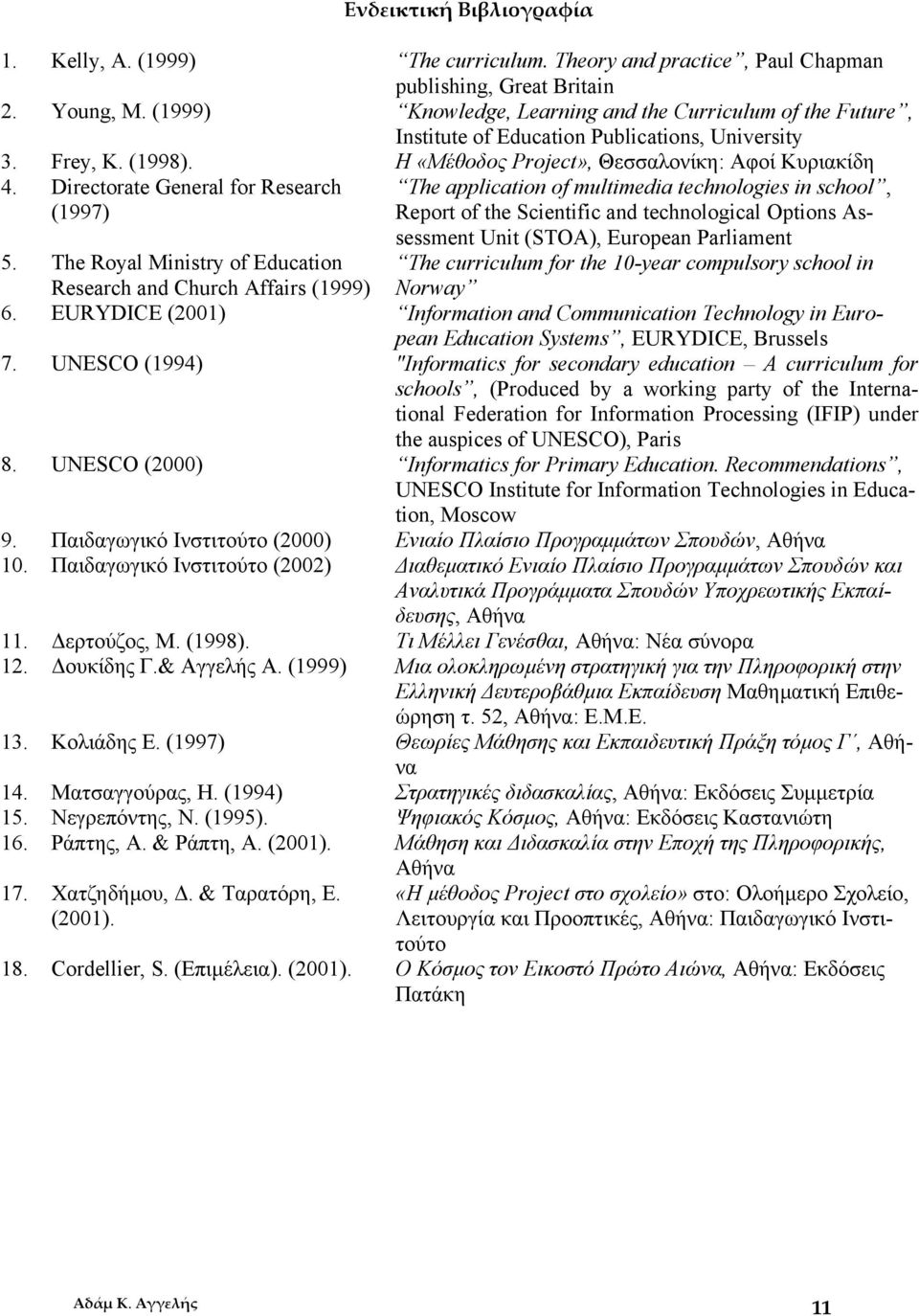 Directorate General for Research (1997) The application of multimedia technologies in school, Report of the Scientific and technological Options Assessment Unit (STOA), European Parliament 5.