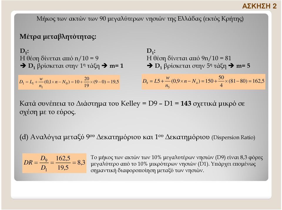 του Kelley D9 D 43 σχετικά µικρό σε σχέση µε το εύρος.