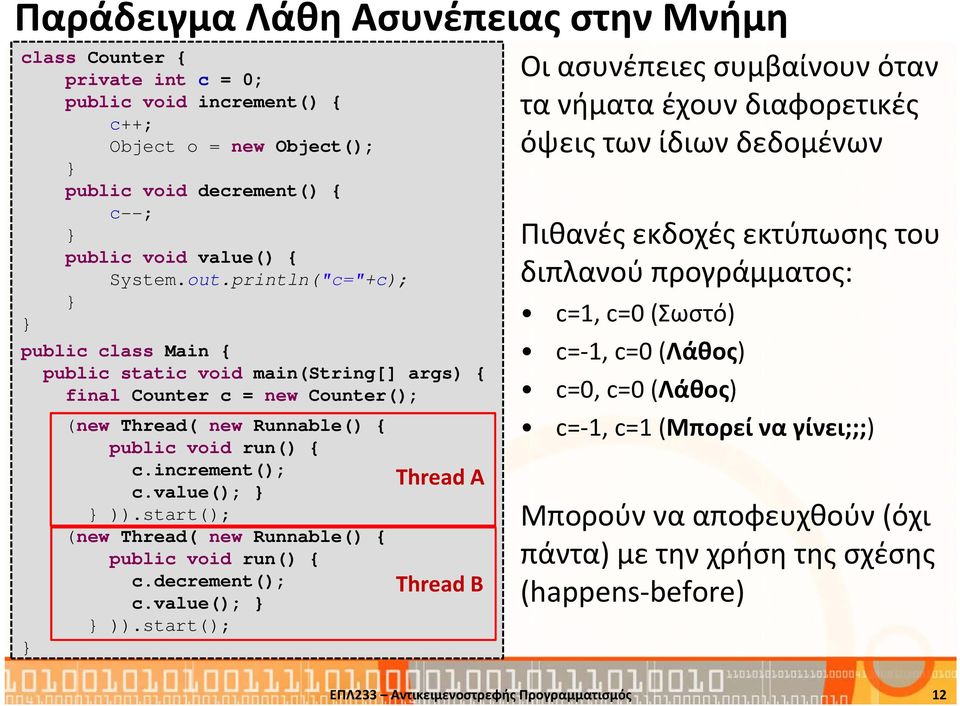 start(); (new Thread( new Runnable() { public void run() { c.decrement(); c.value(); )).