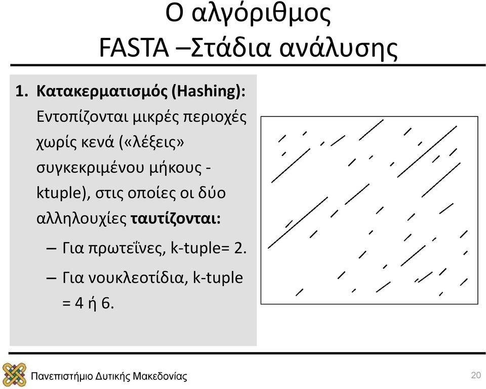 κενά («λέξεις» συγκεκριμένου μήκους - ktuple), στις οποίες οι