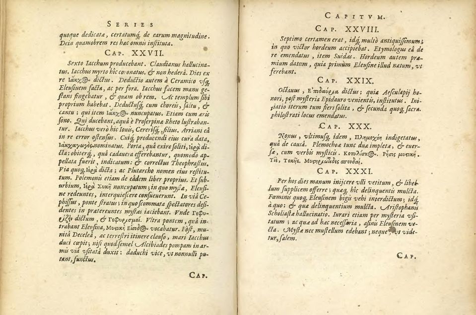 o 4c templumfibi proprium habebat. Deduttufy cum choreis, fa itu, & cantu ; qui item nuncupatus. Etiam cum ris fono. ) ηι ducebant, aqua e Proferpina Rheto luftrabantur.