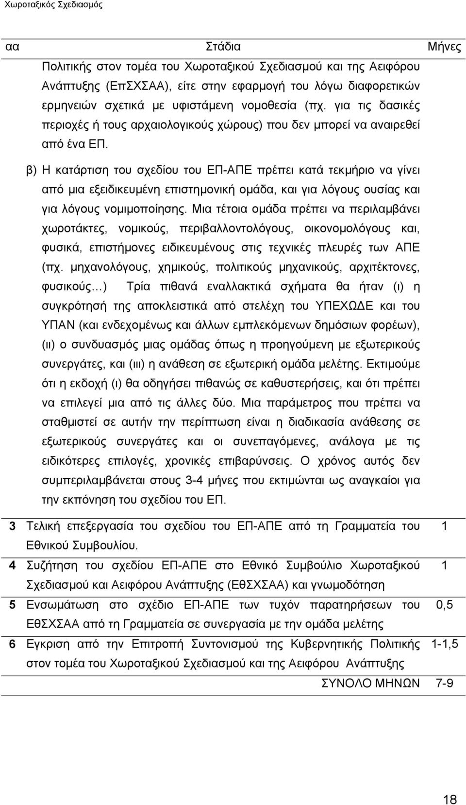 β) Η κατάρτιση του σχεδίου του ΕΠ-ΑΠΕ πρέπει κατά τεκµήριο να γίνει από µια εξειδικευµένη επιστηµονική οµάδα, και για λόγους ουσίας και για λόγους νοµιµοποίησης.