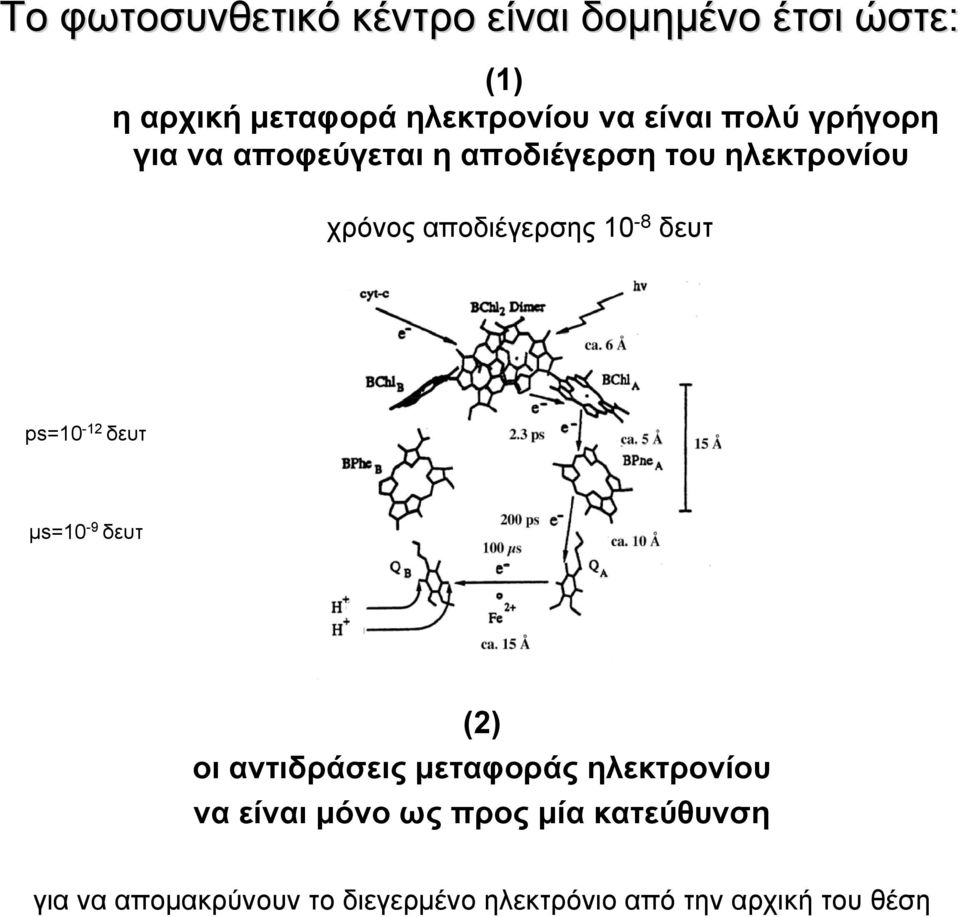 10-8 δευτ ps=10-12 δευτ μs=10-9 δευτ (2) οι αντιδράσεις μεταφοράς ηλεκτρονίου να είναι