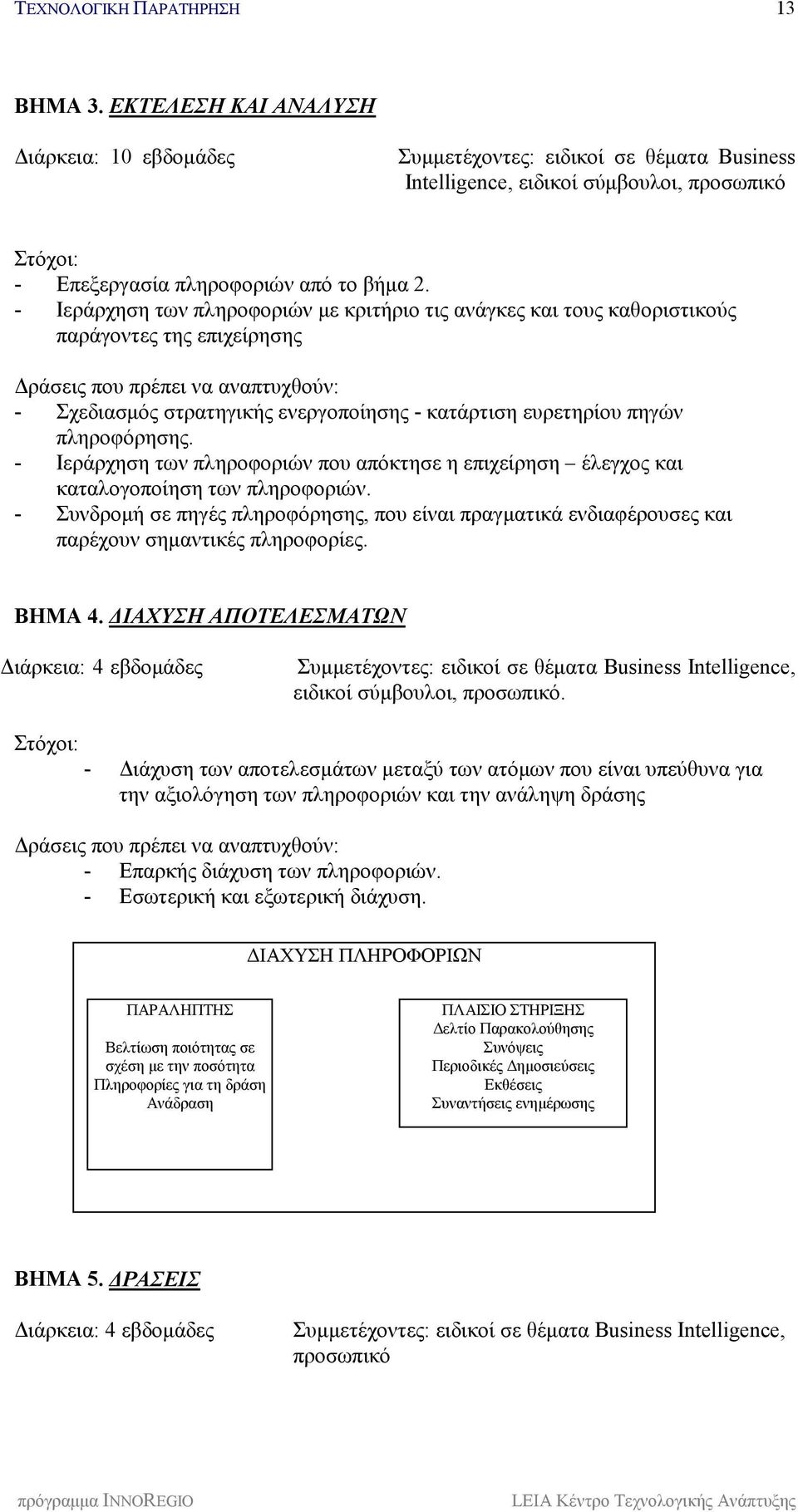 πηγών πληροφόρησης. - Ιεράρχηση των πληροφοριών που απόκτησε η επιχείρηση έλεγχος και καταλογοποίηση των πληροφοριών.