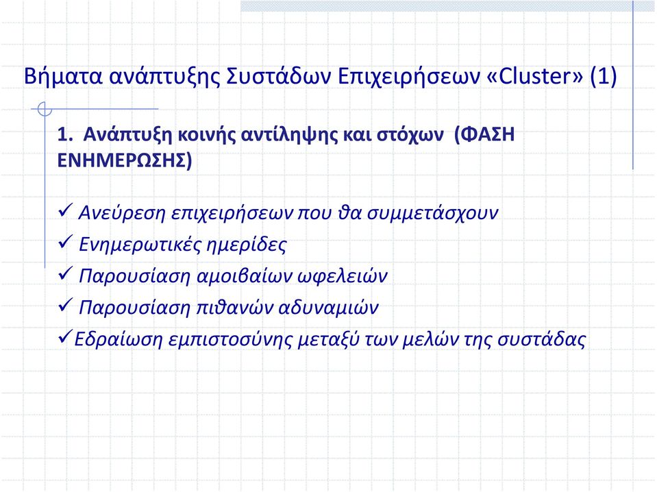 επιχειρήσεων που θα συμμετάσχουν Ενημερωτικές ημερίδες Παρουσίαση