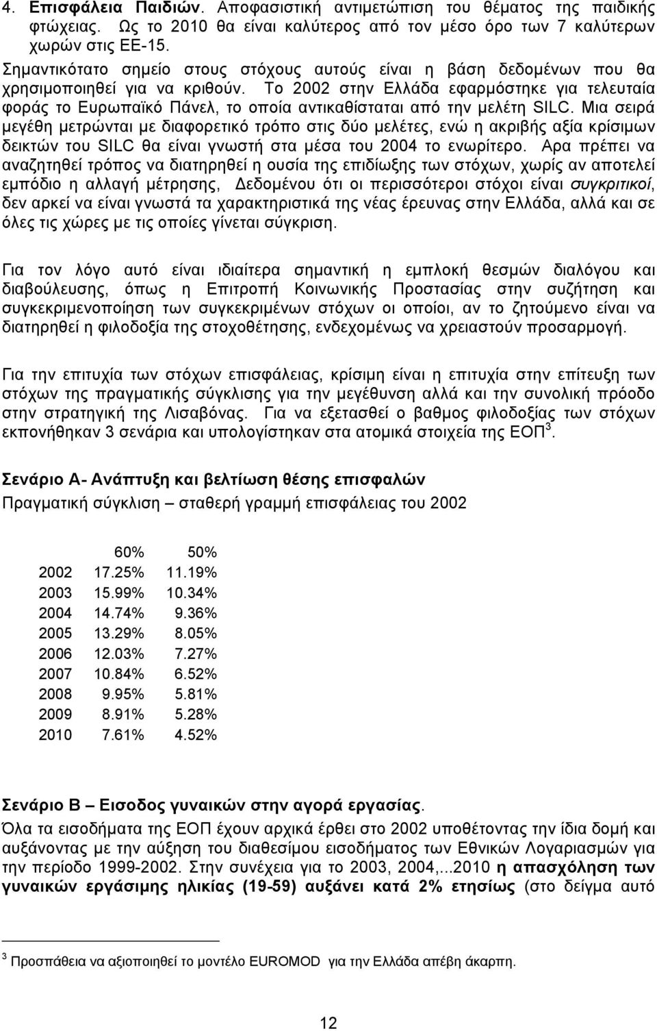 Το 2002 στην Ελλάδα εφαρµόστηκε για τελευταία φοράς το Ευρωπαϊκό Πάνελ, το οποία αντικαθίσταται από την µελέτη SILC.