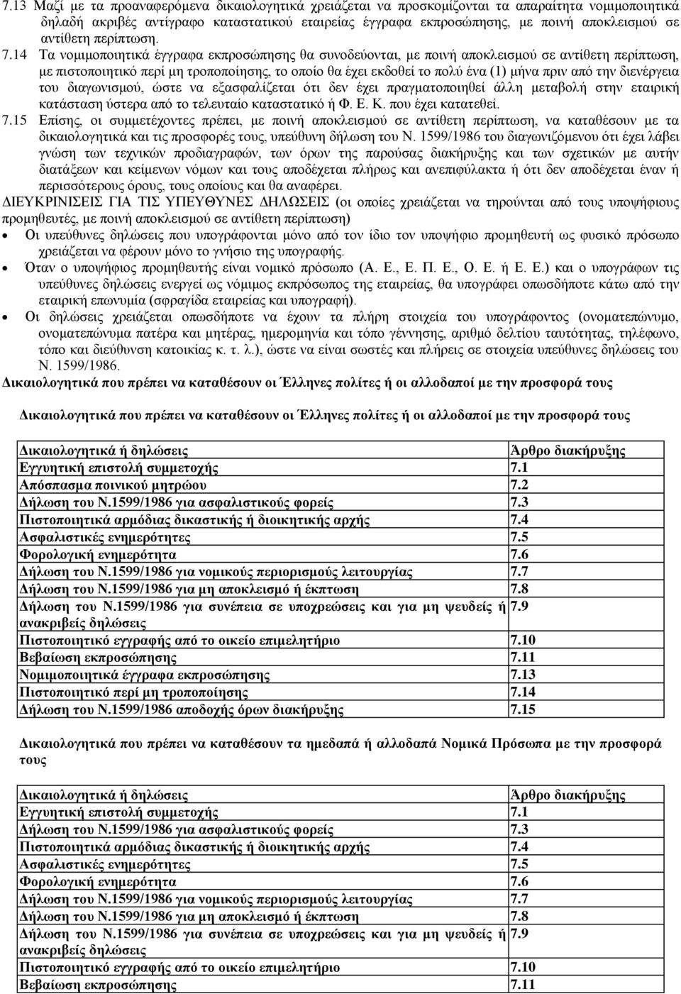 14 Τα νομιμοποιητικά έγγραφα εκπροσώπησης θα συνοδεύονται, με ποινή αποκλεισμού σε αντίθετη περίπτωση, με πιστοποιητικό περί μη τροποποίησης, το οποίο θα έχει εκδοθεί το πολύ ένα (1) μήνα πριν από