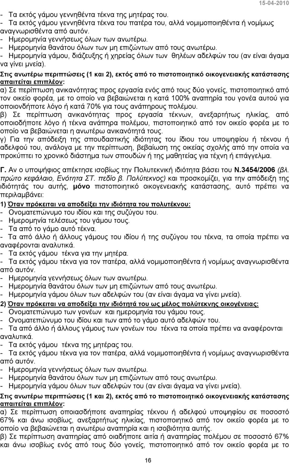 - Ημερομηνία γάμου, διάζευξης ή χηρείας όλων των θηλέων αδελφών του (αν είναι άγαμα να γίνει μνεία).