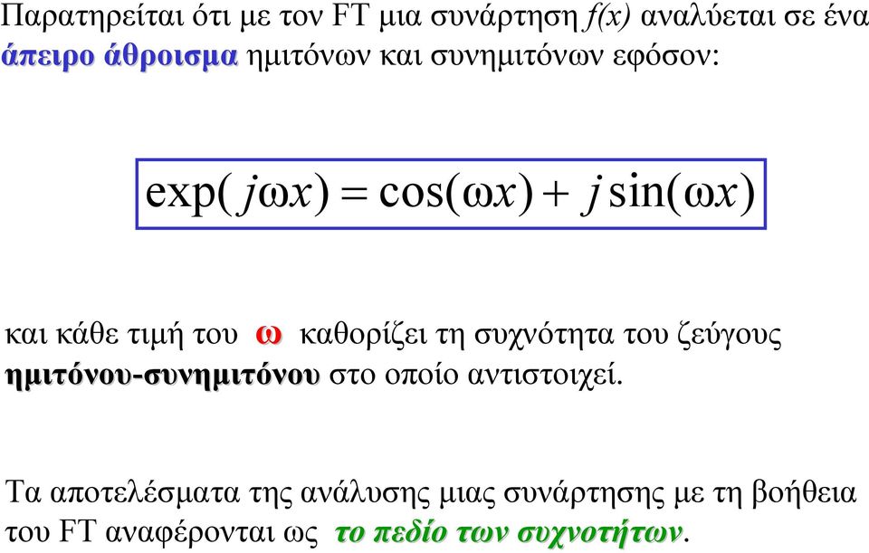 συχνότητα του ζεύγους ηµιτόνου-συνηµιτόνου στο οποίο αντιστοιχεί.