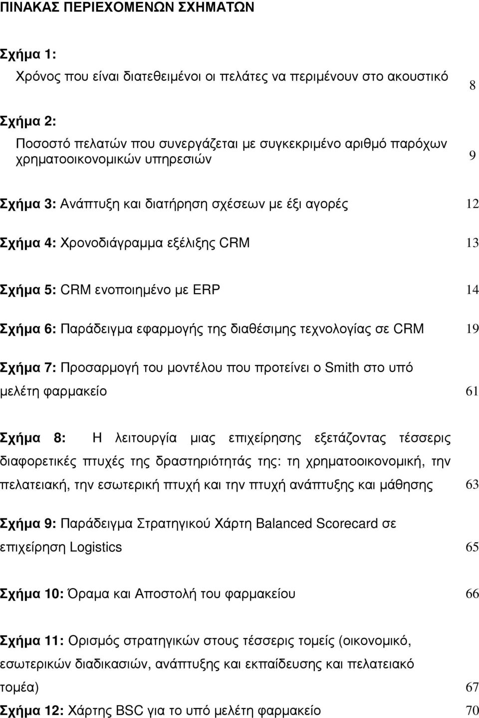 διαθέσιµης τεχνολογίας σε CRM 19 Σχήµα 7: Προσαρµογή του µοντέλου που προτείνει ο Smith στο υπό µελέτη φαρµακείο 61 Σχήµα 8: Η λειτουργία µιας επιχείρησης εξετάζοντας τέσσερις διαφορετικές πτυχές της