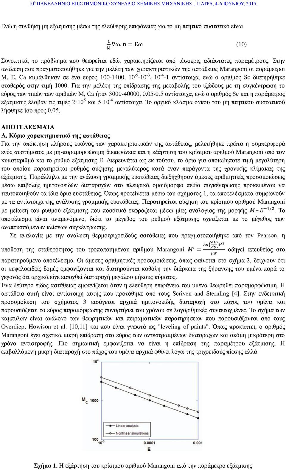 διατηρήθηκε σταθερός στην τιμή 1. Για την μελέτη της επίδρασης της μεταβολής του ιξώδους με τη συγκέντρωση το εύρος των τιμών των αριθμών M, Ca ήταν 3-4,.5-.