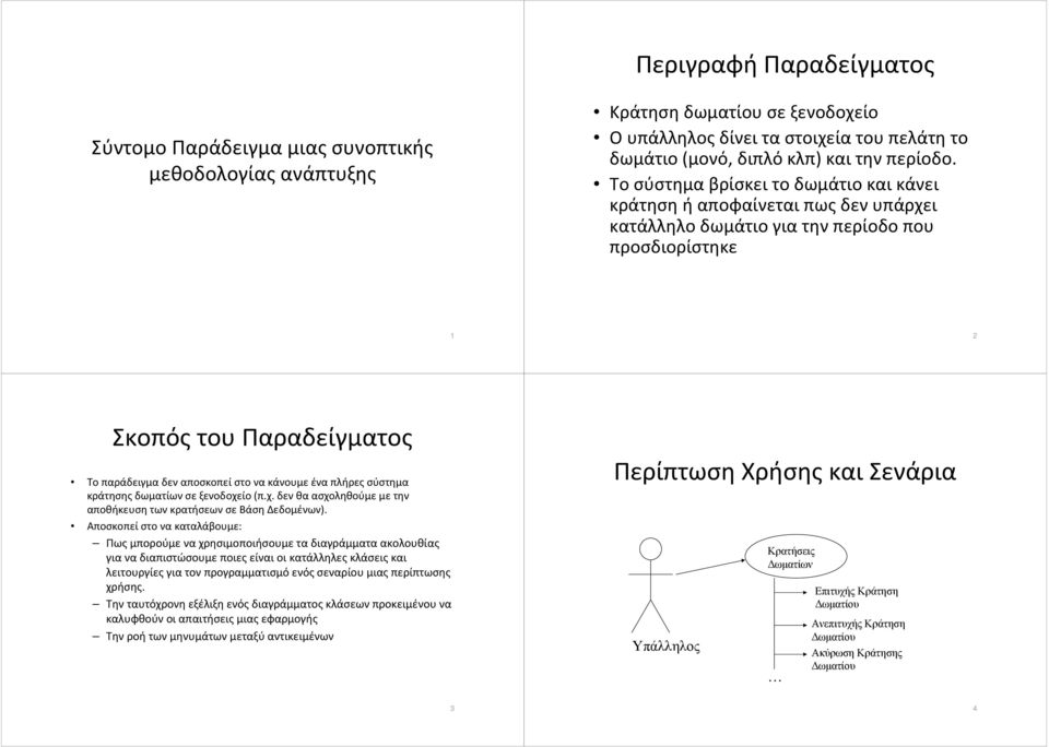 ένα πλήρες σύστημα κράτησης δωματίων σε ξενοδοχείο(π.χ. δεν θα ασχοληθούμε με την αποθήκευση των κρατήσεων σε Βάση Δεδομένων).