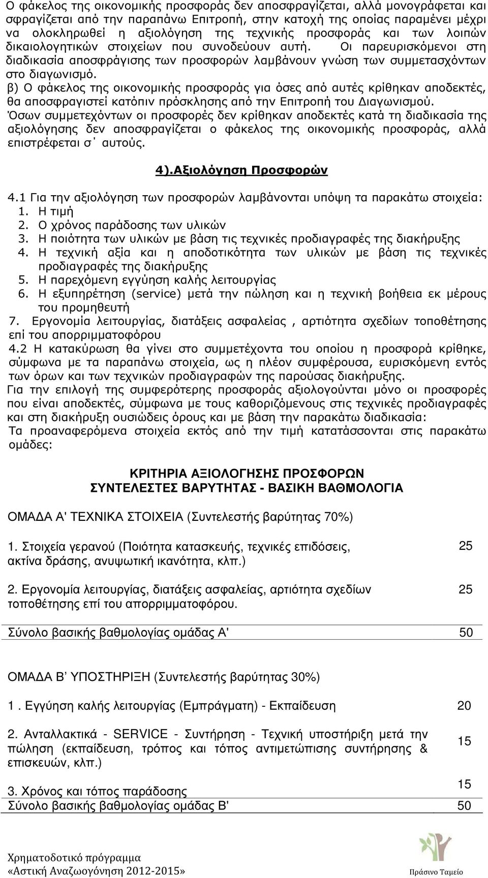 β) Ο φάκελος της οικονοµικής προσφοράς για όσες από αυτές κρίθηκαν αποδεκτές, θα αποσφραγιστεί κατόπιν πρόσκλησης από την Επιτροπή του ιαγωνισµού.