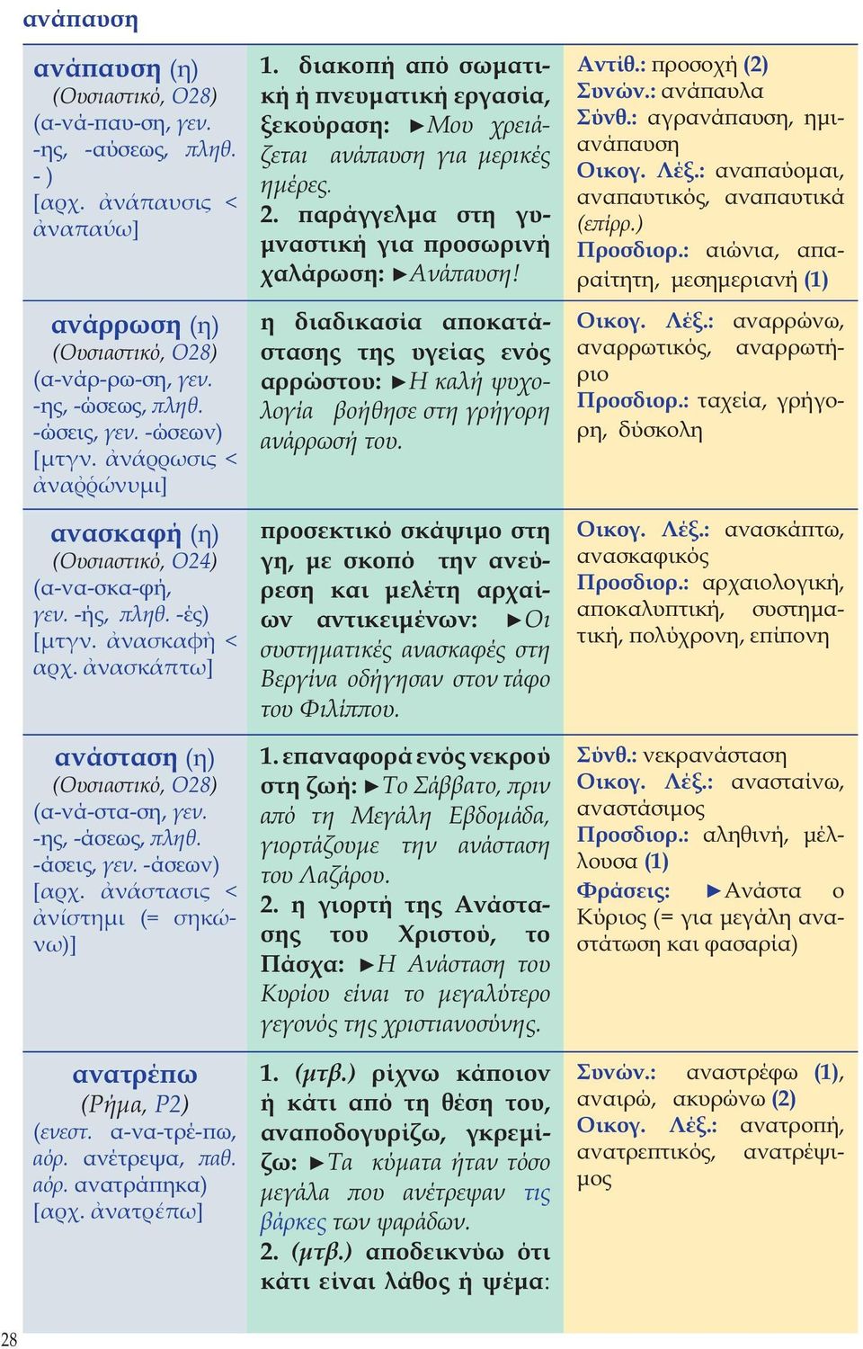 νάστασις < νίστηµι (= σηκώνω)] ανατρέπω (Ρήμα, Ρ2) (ενεστ. α-να-τρέ-πω, αόρ. ανέτρεψα, παθ. αόρ. ανατράπηκα) [αρχ. νατρέπω] 1.