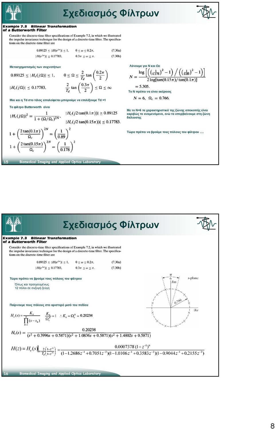 αναμενόμενα, ενώ τα υπερβαίνουμε στη Τώρα πρέπει να βρούμε τους πόλους του φίλτρου.