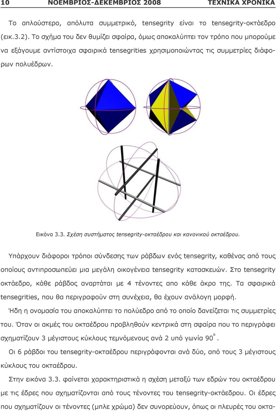 3. Σχέση συστήµατος tensegrity-οκταέδρου και κανονικού οκταέδρου.