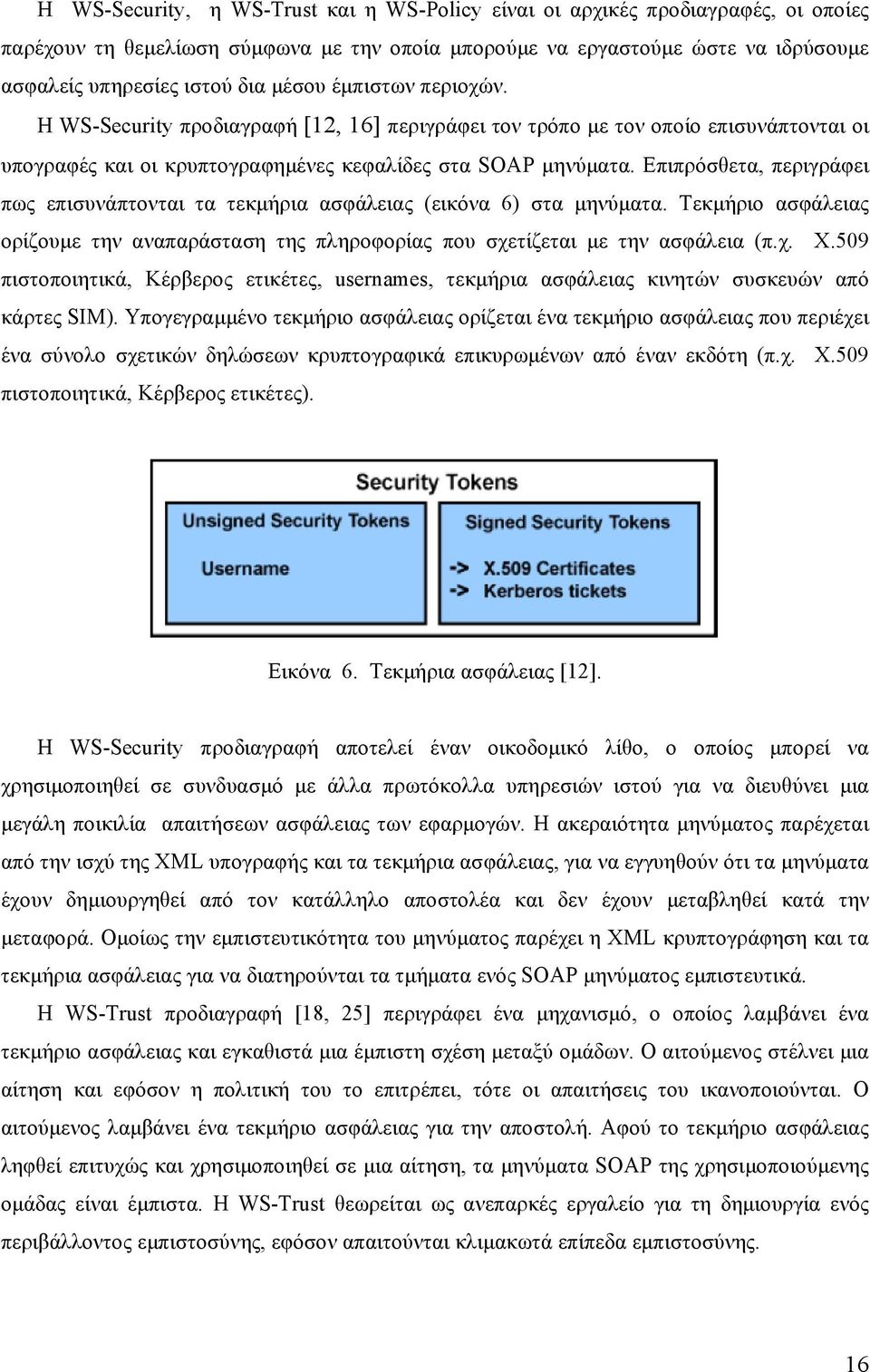 Επιπρόσθετα, περιγράφει πως επισυνάπτονται τα τεκμήρια ασφάλειας (εικόνα 6) στα μηνύματα. Τεκμήριο ασφάλειας ορίζουμε την αναπαράσταση της πληροφορίας που σχετίζεται με την ασφάλεια (π.χ. Χ.